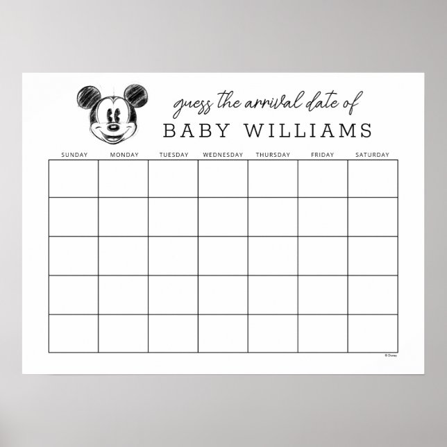 Vintage Mickey Mouse | Guess the Due Date Poster (Front)