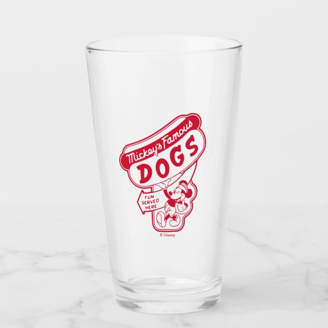 Vintage Mickey Mouse Hot Dog Sign Glass (Front)