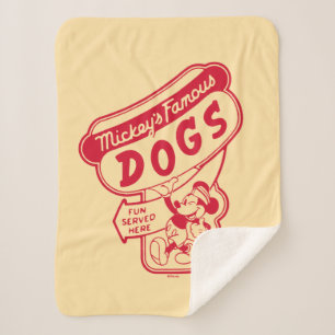Vintage Mickey Mouse Hot Dog Sign Sherpa Blanket