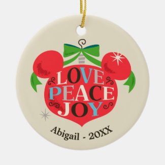 Vintage Mickey Mouse | Love, Peace & Joy Ceramic Ornament