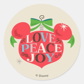 Vintage Mickey Mouse | Love  Peace & Joy Classic Round Sticker by MickeyAndFriends at Zazzle