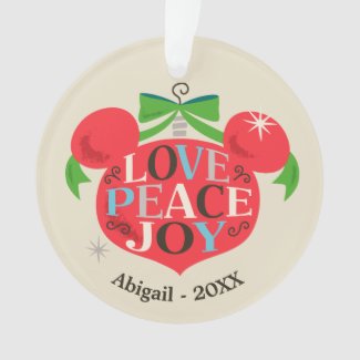 Vintage Mickey Mouse | Love, Peace & Joy Ornament