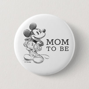 Vintage Mickey Mouse Mom to Be Baby Shower Button