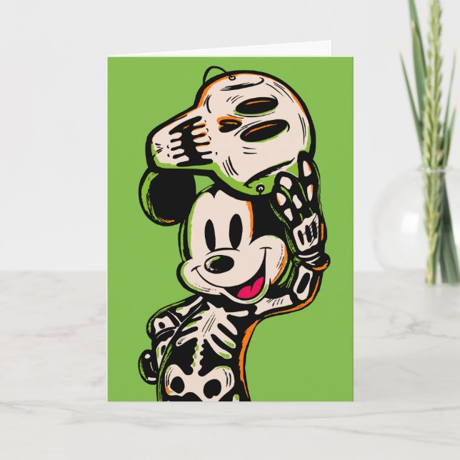 Vintage Mickey Mouse Skeleton Costume Card (Front)