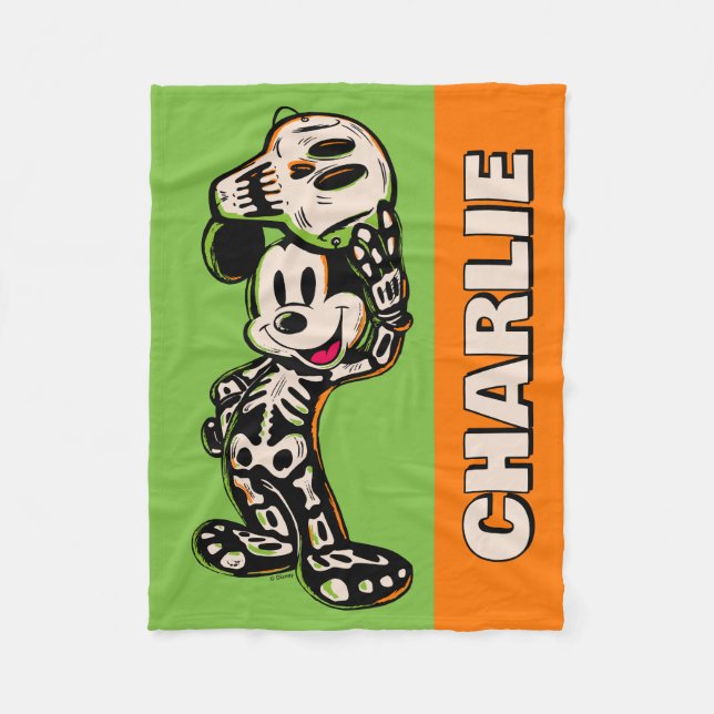 Vintage Mickey Mouse Skeleton Costume Fleece Blanket (Front)