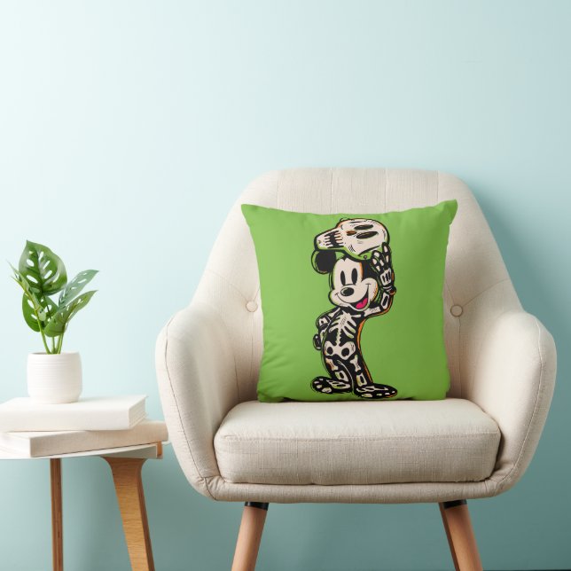 Vintage Mickey Mouse Skeleton Costume Throw Pillow (Chair)