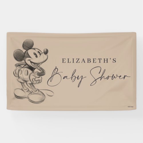 Vintage Mickey Mouse Sketch Baby Shower Banner