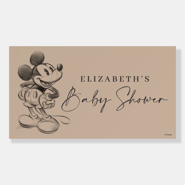Vintage Mickey Mouse Sketch Baby Shower Foam Board (Front)