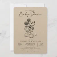 Simple Modern Mickey Mouse Baby Shower Thank You Invitation