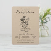 Vintage Mickey Mouse Sketch Baby Shower Invitation (Standing Front)