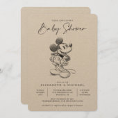 Vintage Mickey Mouse Sketch Baby Shower Invitation (Front/Back)