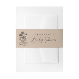 Vintage Mickey Mouse Sketch Baby Shower Invitation Belly Band