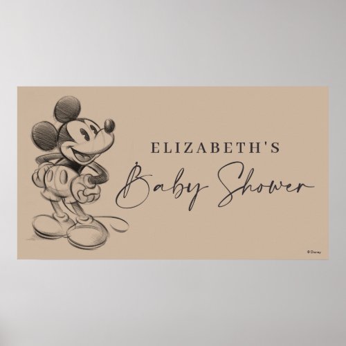 Vintage Mickey Mouse Sketch Baby Shower Poster