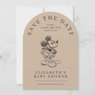 Vintage Mickey Mouse Sketch Baby Shower Save The Date