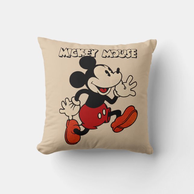Vintage Mickey Mouse Throw Pillow (Front)