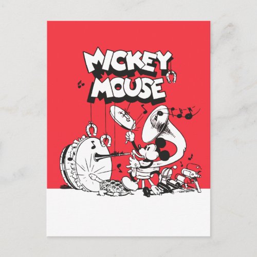 Vintage Mickey Silly Insturments Postcard