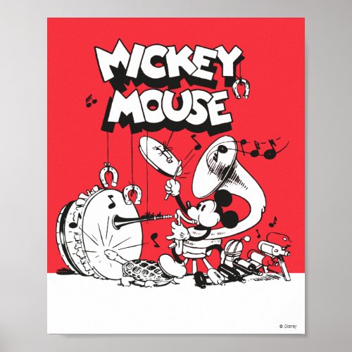 Vintage Mickey Silly Insturments Poster