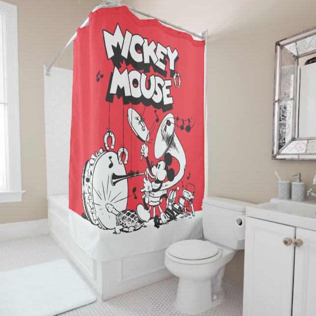 Vintage Mickey Silly Insturments Shower Curtain (In Situ)
