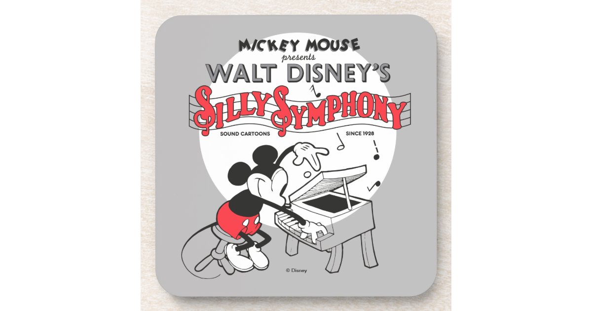 Set of 2 Disney Mickey Mouse Plastic Coasters Retro Vintage