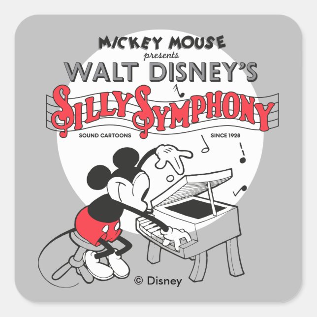 Vintage Mickey Silly Symphony Square Sticker (Front)