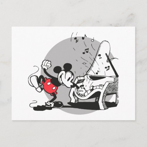 Vintage Mickey WIth Piano Postcard