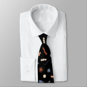 Vintage Microbiology - Black Outlines on Black Neck Tie