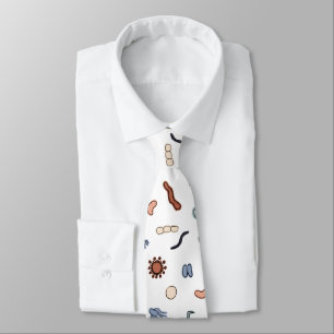 Vintage Microbiology - Black Outlines on White Neck Tie