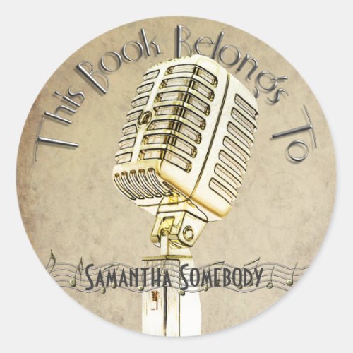 Vintage Microphone Design Bookplates