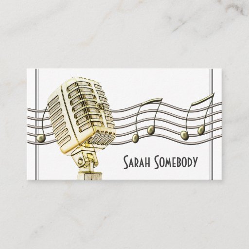 Customizable Vintage Microphone Design Business Card