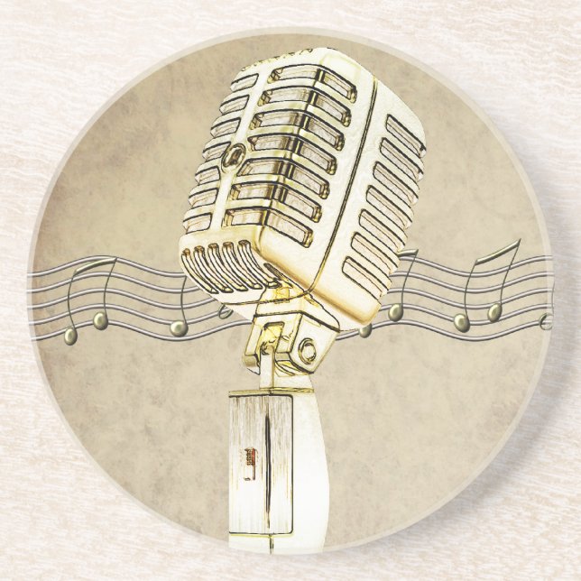 Vintage Microphone Design Coaster (Front)