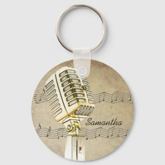 Vintage Microphone Design Keychain