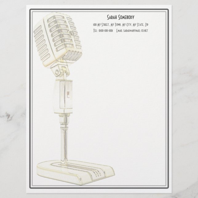Vintage Microphone Design Letterhead (Front)