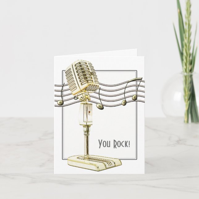 Vintage Microphone Greetings Card (Front)