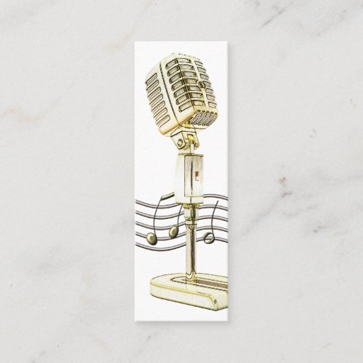 Customizable Vintage Microphone Mini Profile Card Business Cards