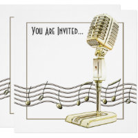 Vintage Microphone Music Invitation