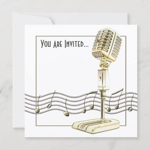 Vintage Microphone Party Invitations