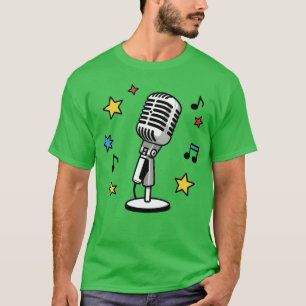 Vintage Microphone Music Notes Retro Singing Desig T-Shirt
