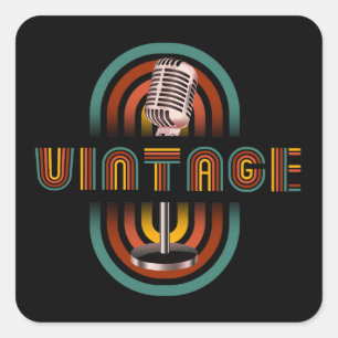 Vintage Microphone Music Singing  Square Sticker