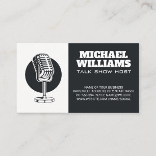 Vintage Microphone Sing Blogger Host Business Card