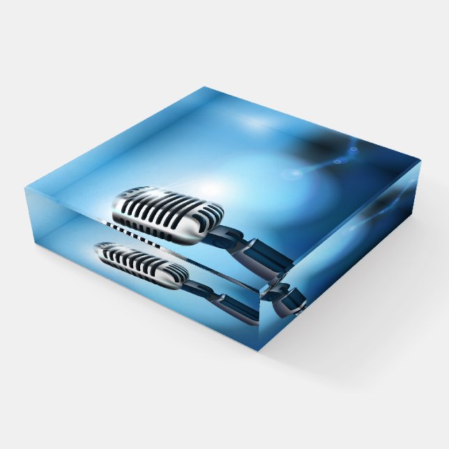 Vintage Microphone Sketch Paperweight (Angled)