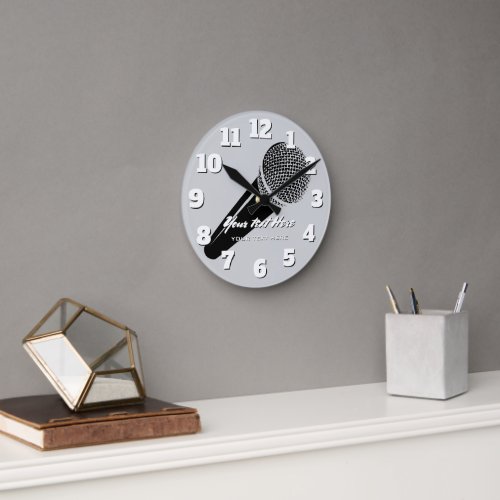 Vintage microphone speaker mic design custom round clock
