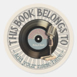Vintage Microphone Vinyl 45 Record Bookplate