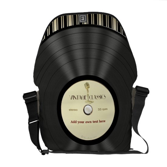 Vintage Microphone Vinyl Record Messenger Bag