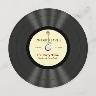 Vintage Microphone Vinyl Record Party Invitations