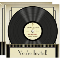 Vintage Microphone Vinyl Record Party Invitations