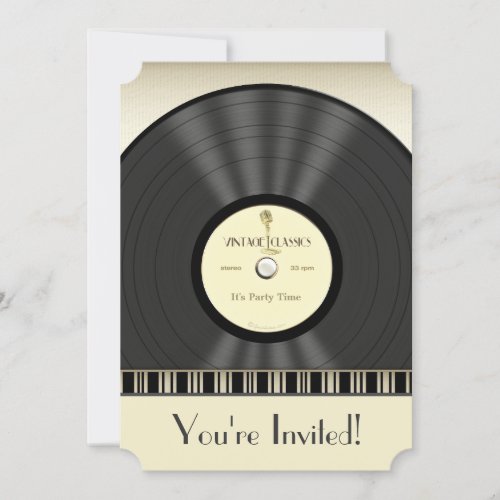 Vintage Microphone Vinyl Record Party Invitations