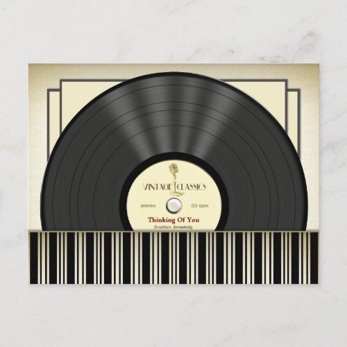 Vintage Microphone Vinyl Record Personalized Postcard