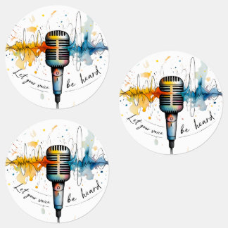 Vintage Microphone Watercolor Art Labels