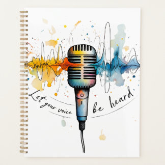 Vintage Microphone Watercolor Art Planner
