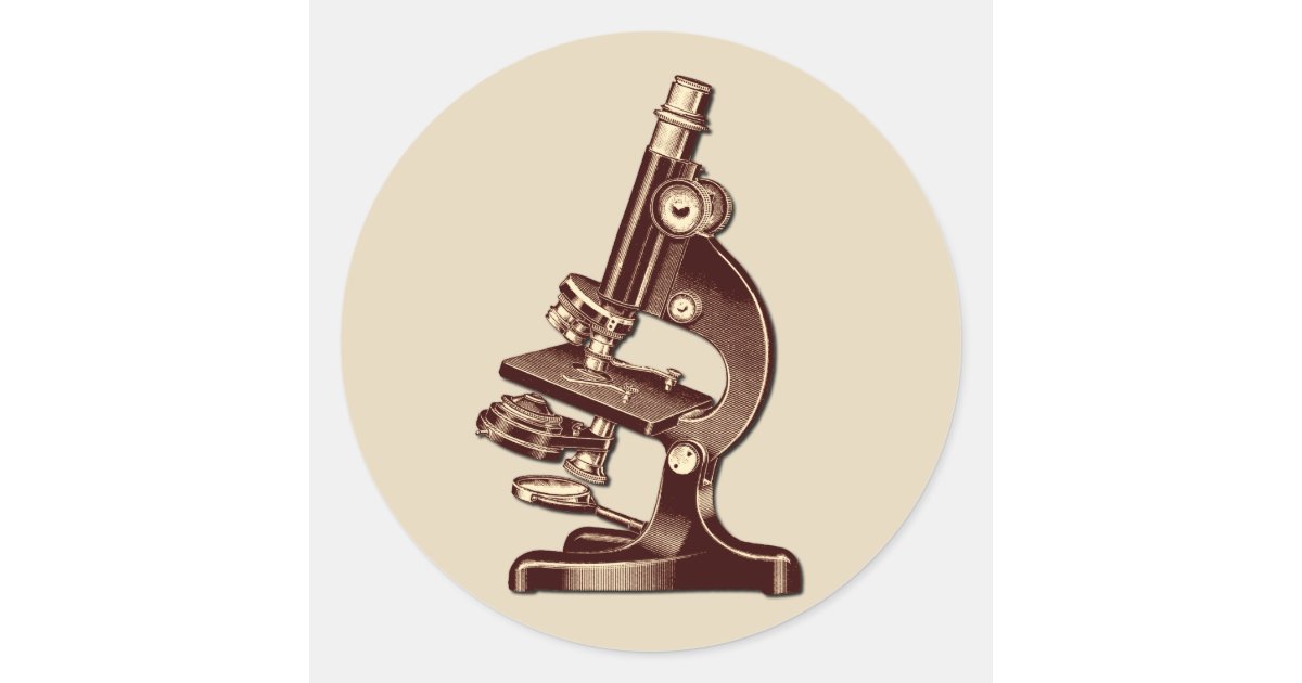 Simple Microscope Sticker Vintage Microscope Classic Round Sticker | Zazzle